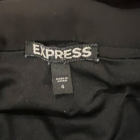 Express Pleated Skirt 4 Black Lined Lace Detail Bottom Midi Side Zip Closure - Picture 6 of 10